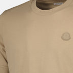 T-shirts T-shirt à logo en cuir Moncler Beige Homme