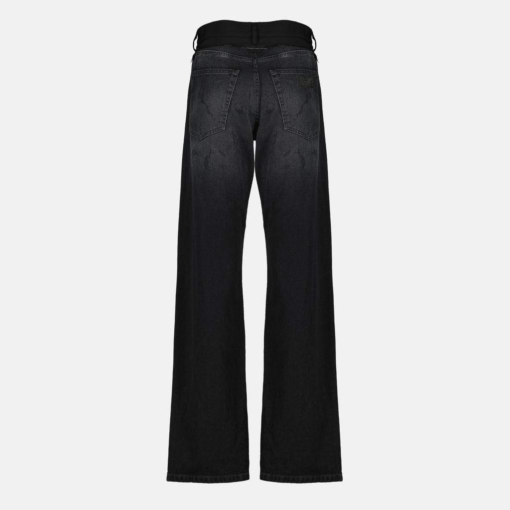 Pantalons 스트레이트 레그 블랙 데님 청바지 Mm6 Noir Femme
