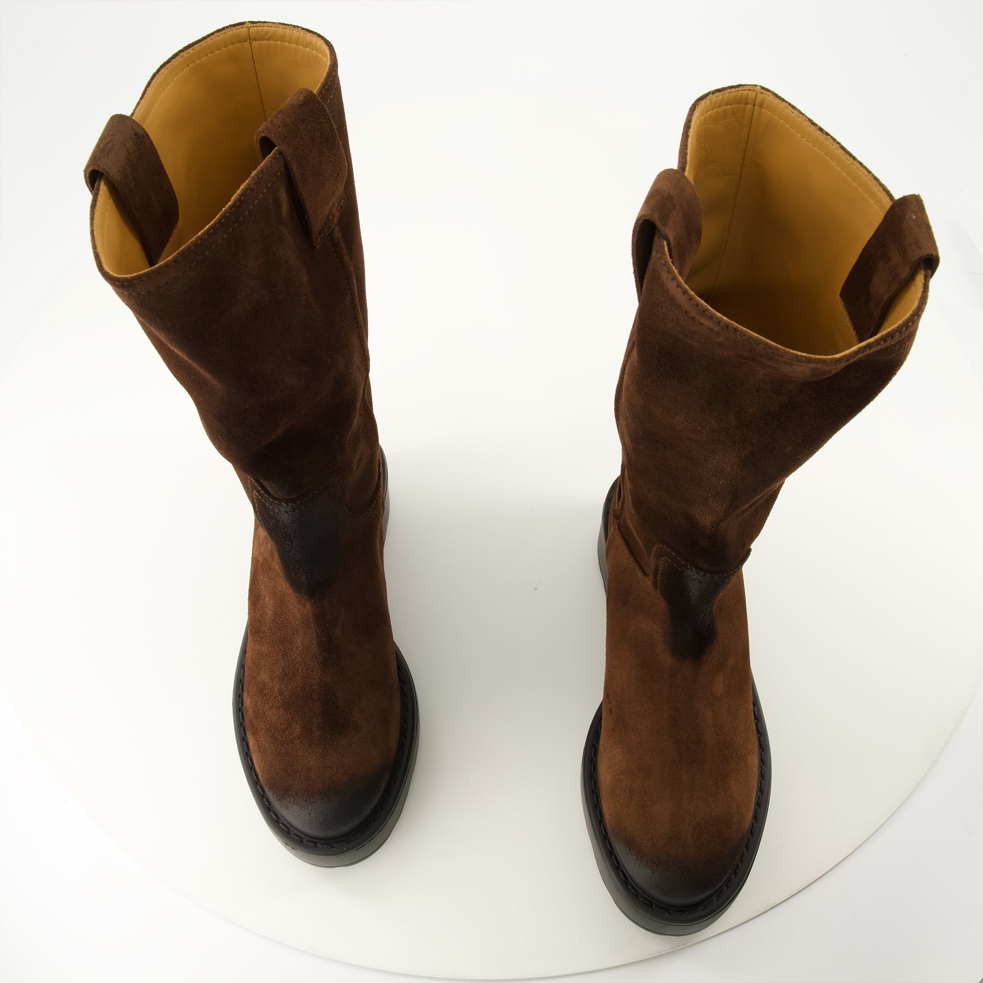 Bottes Botas Moro de Camurça Castanhas Miu Miu Marron Femme
