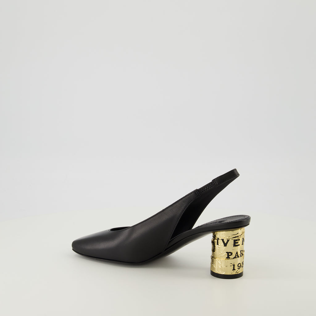 Imagem dos Sapatos de Salto Tape em couro preto da marca Givenchy para Mulheres - Coleção Primavera-Verão 2026 - Vista três quartos traseira direita