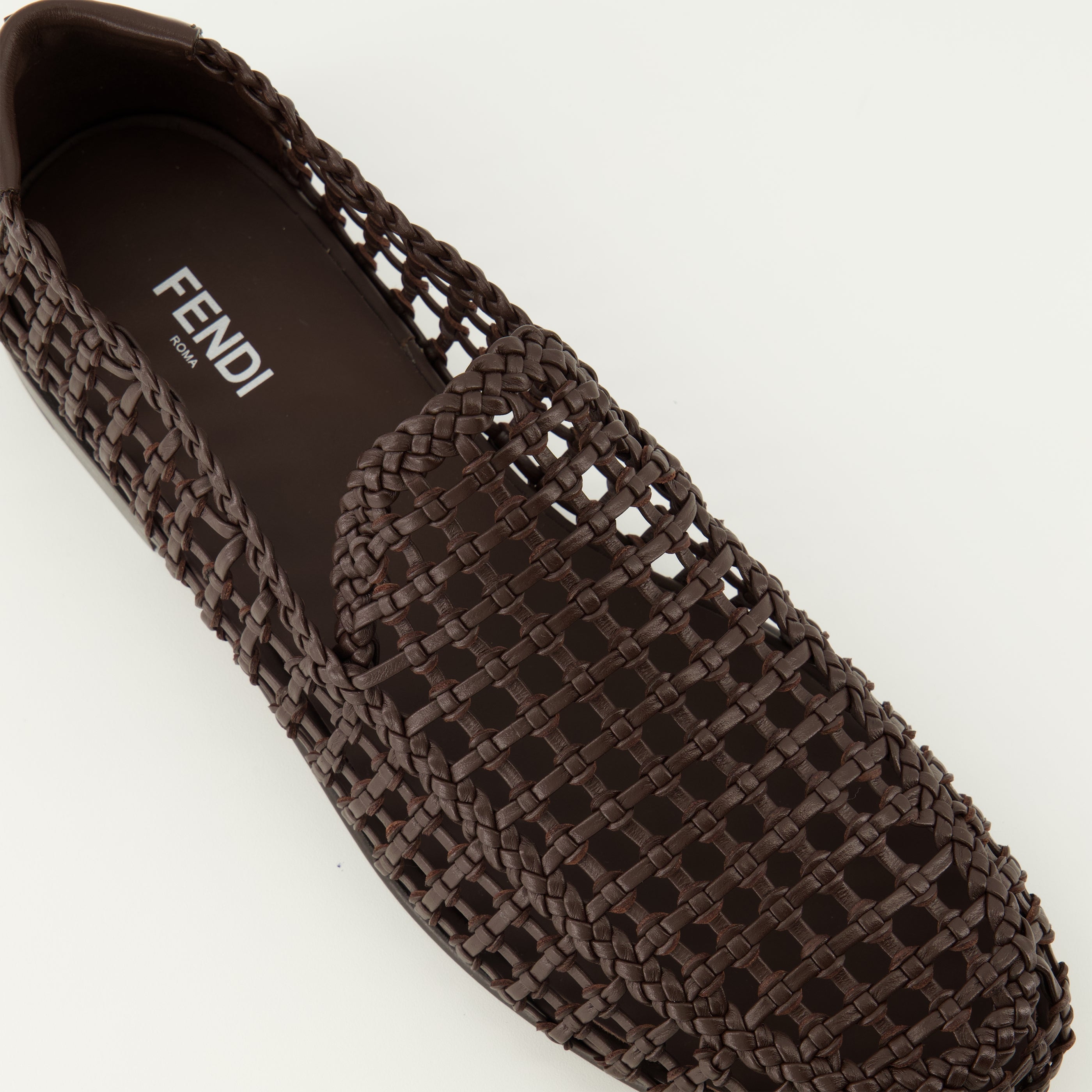 Mocassins Mocassins en cuir tressés marron Fendi Marron Homme