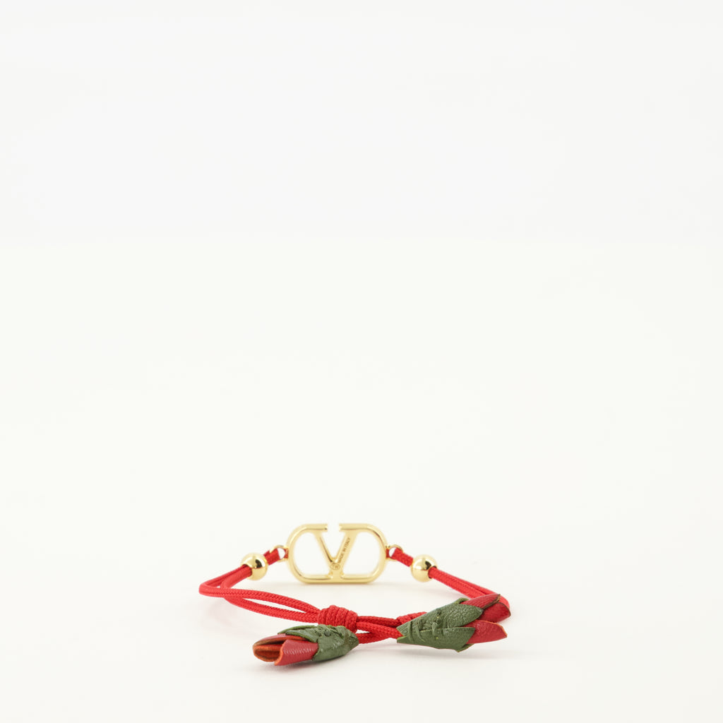 Image of the Vlogo bracelet with red cord by Valentino Garavani for Women - Spring-Summer 2026 - Back View