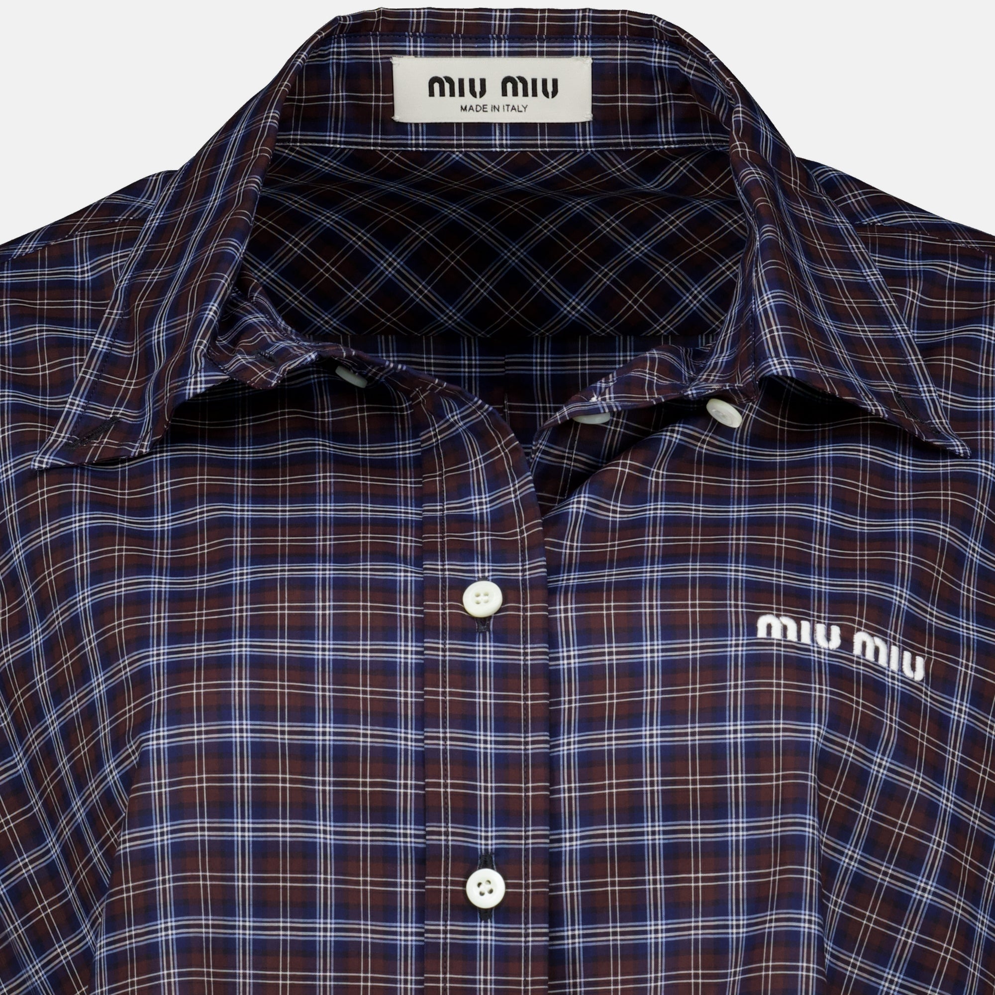 Chemises Camisa de Algodão Xadrez Miu Miu Violet Femme
