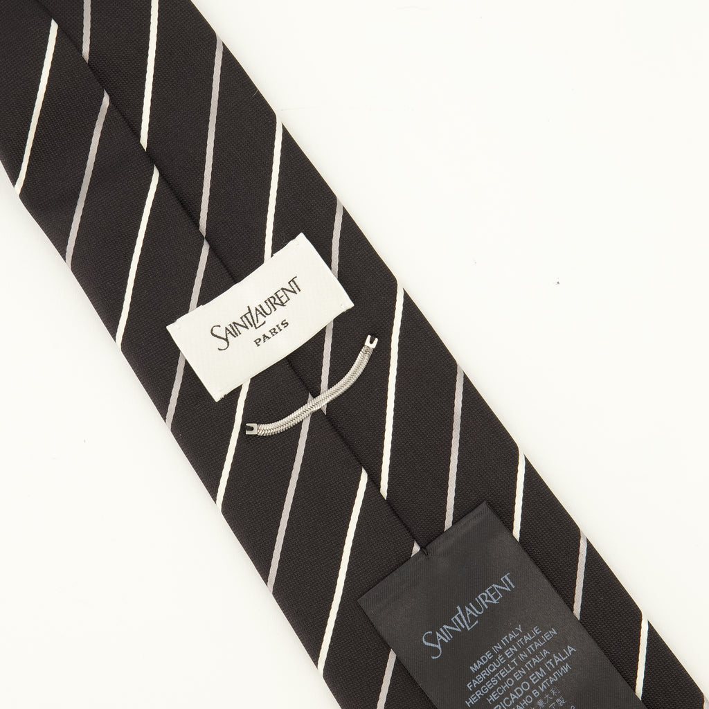 Écharpes, foulards et gants Schwarze Seidenstreifen Krawatte Saint Laurent Noir Homme