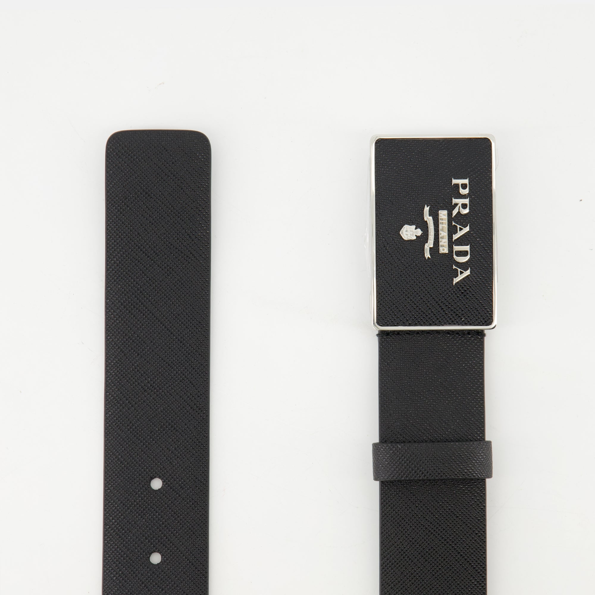 Belts Saffiano Leather Belt Prada Black Homme