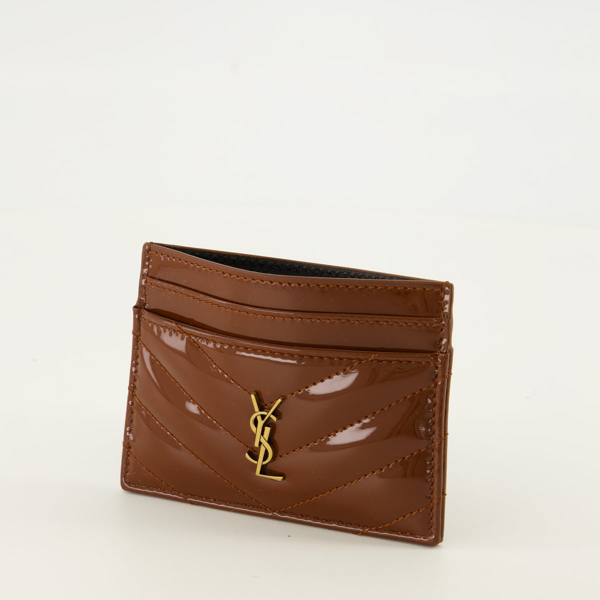Petite maroquinerie Porte-cartes Cassandre en cuir verni Saint Laurent Marron Femme
