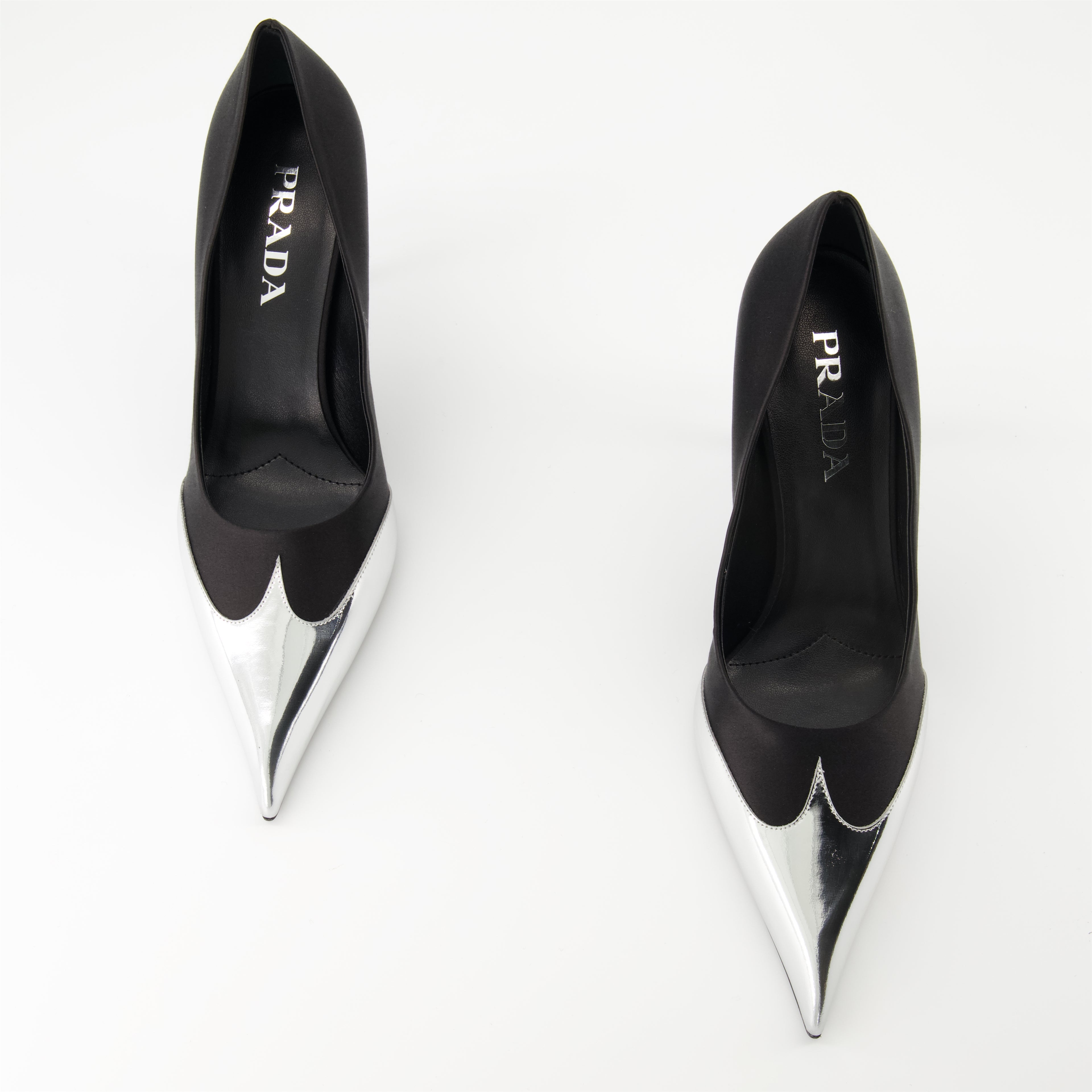 Heels Satin and leather pumps Prada Black Femme