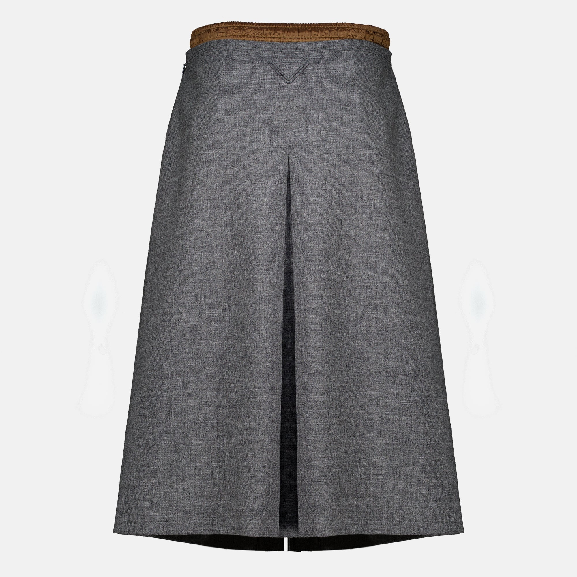 Jupes Falda Midi de Lana Gris Prada Gris Femme