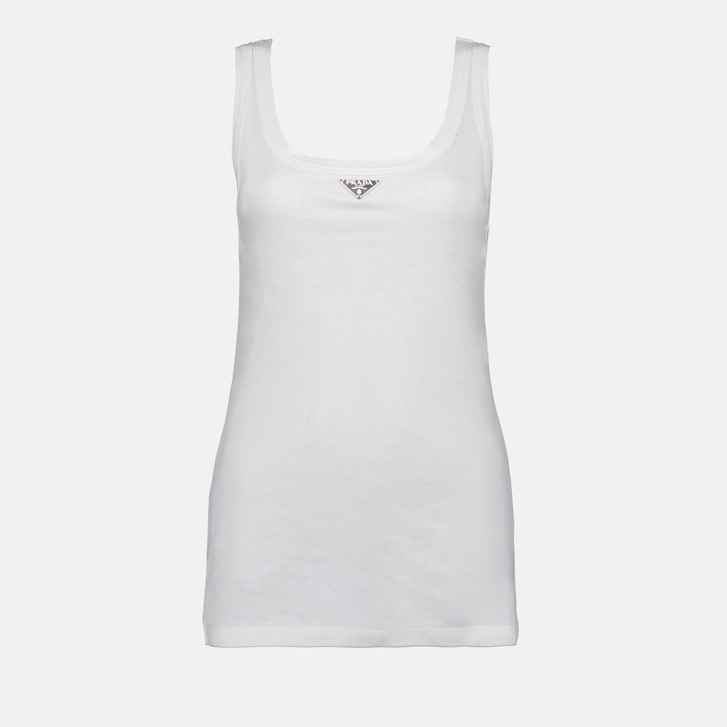 Tops Débardeur blanc à logo Prada Blanc Femme
