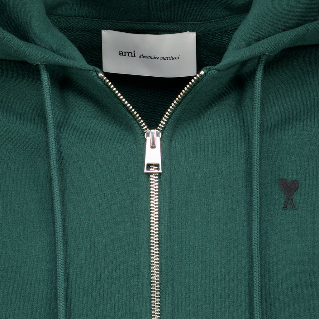 Sweatshirts AMI Heart 그린 집업 자켓 Ami PARIS Vert Homme
