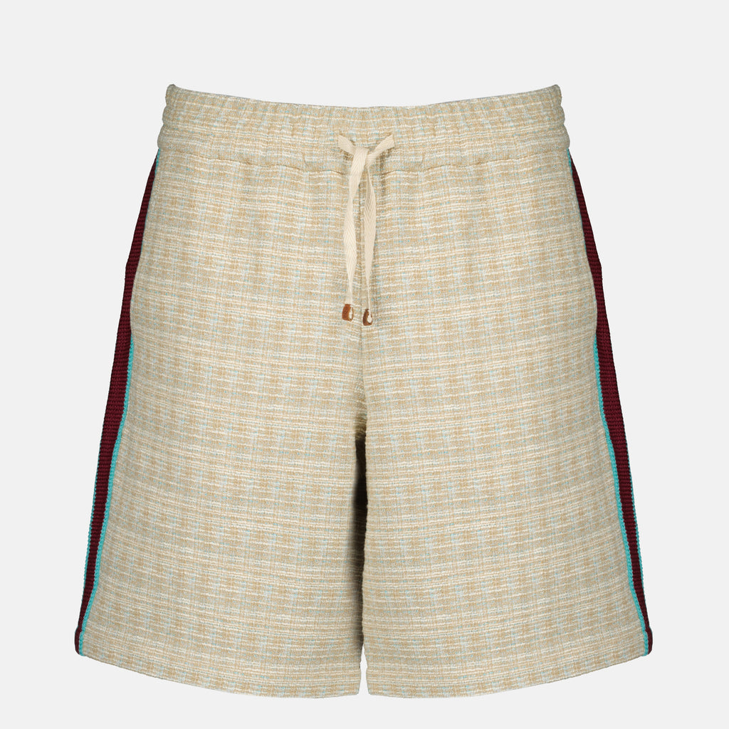 Imagen del short D-Mirror beige de tweed de la marca Drole De Monsieur para hombre - Temporada Primavera-Verano 2026 - Vista Frontal