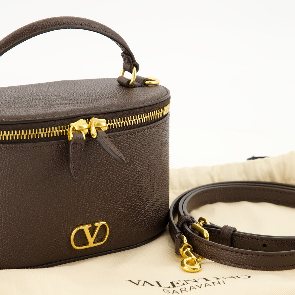 Pochettes Brown Leather Vanity Case Mini Bag Valentino Garavani Marron Femme