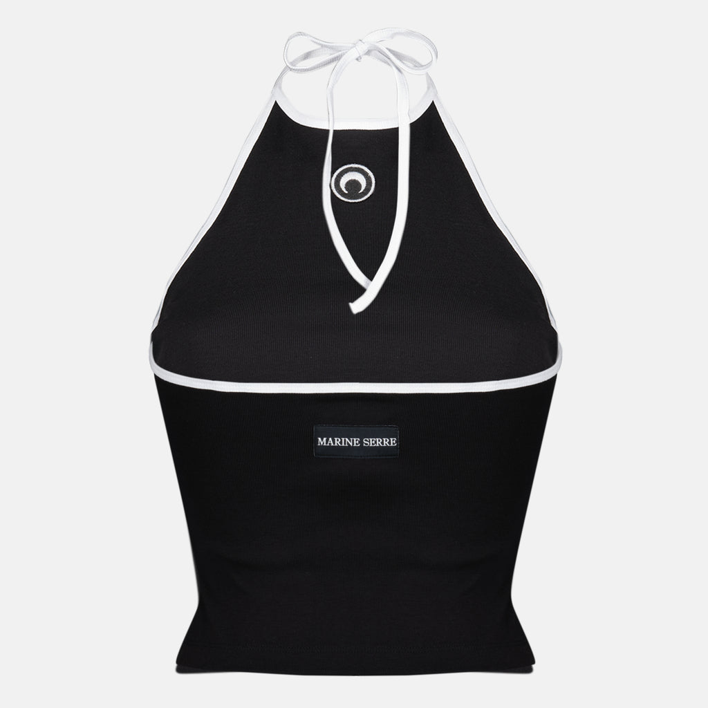 Tops Top Halter Nero in Jersey Marine Serre Noir Femme