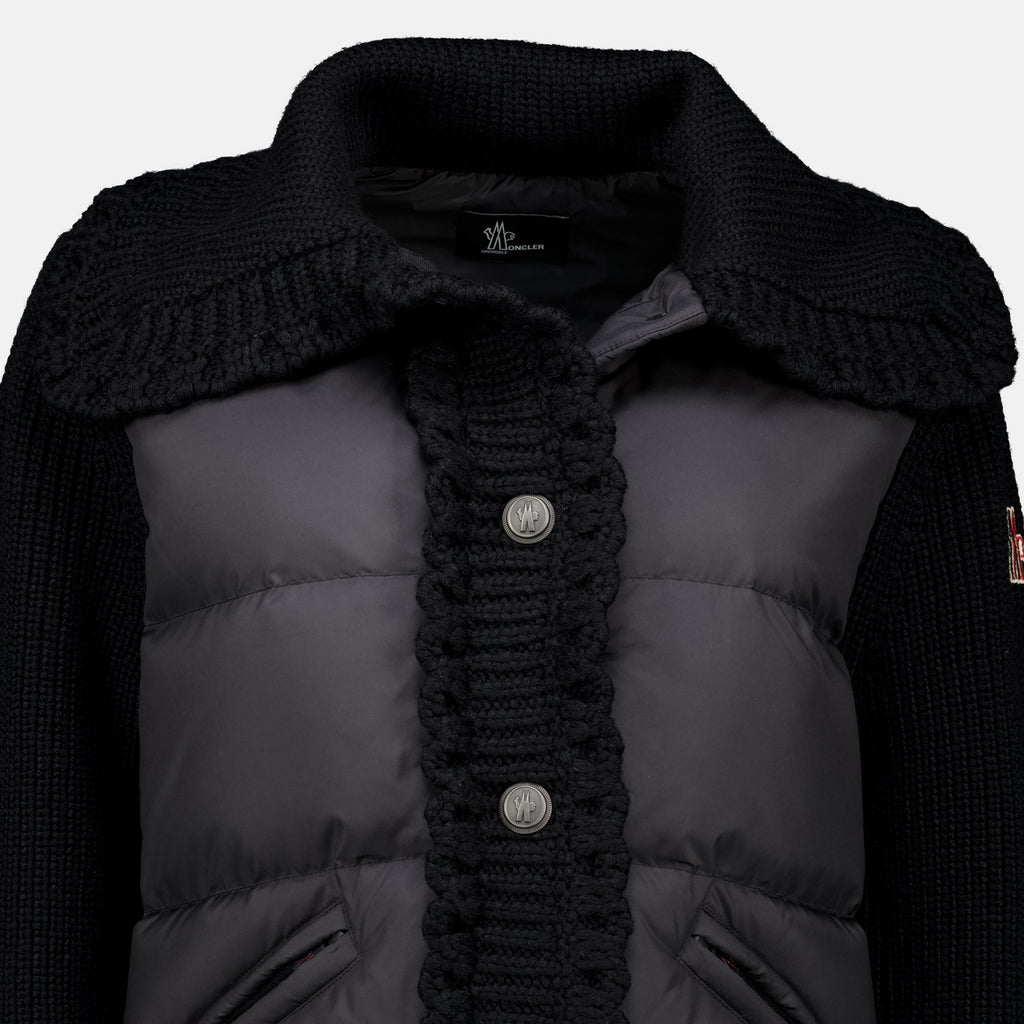 Vestes 퀼팅 투-머티리얼 가디건 Moncler Grenoble Noir Femme