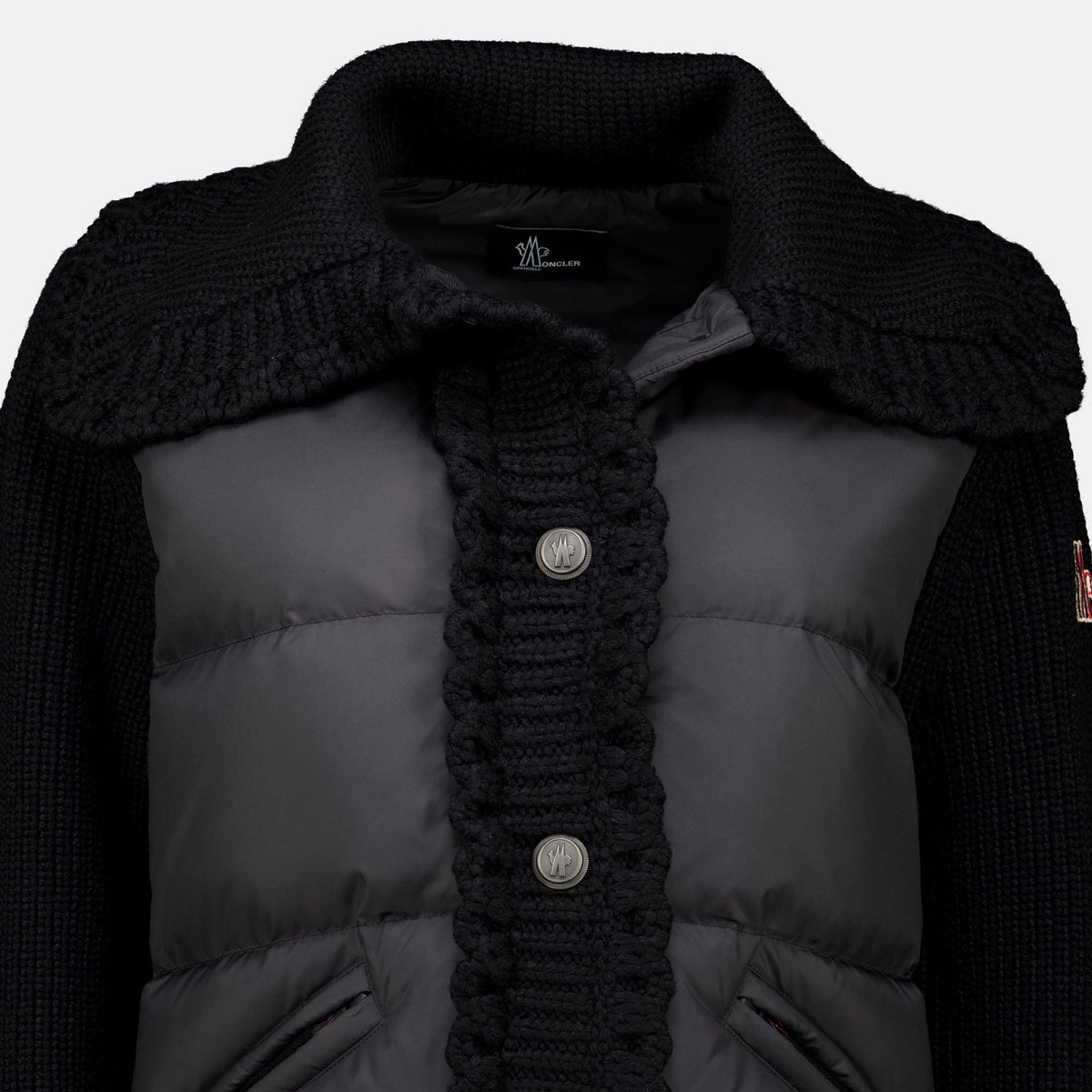 Vestes 퀼팅 투-머티리얼 가디건 Moncler Grenoble Noir Femme