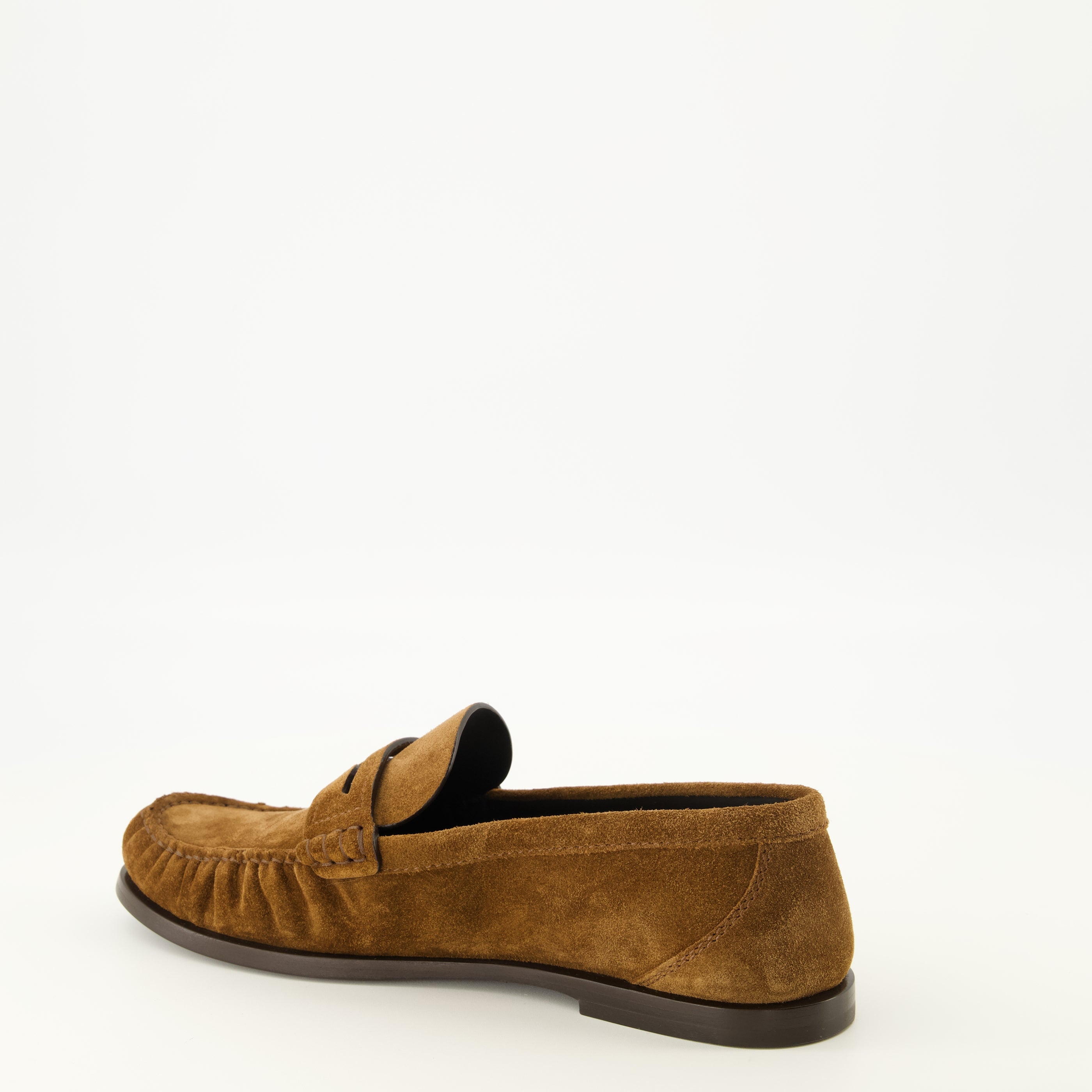 Mocassins Mocassins Loafer em Camurça Castanha Saint Laurent Marron Femme