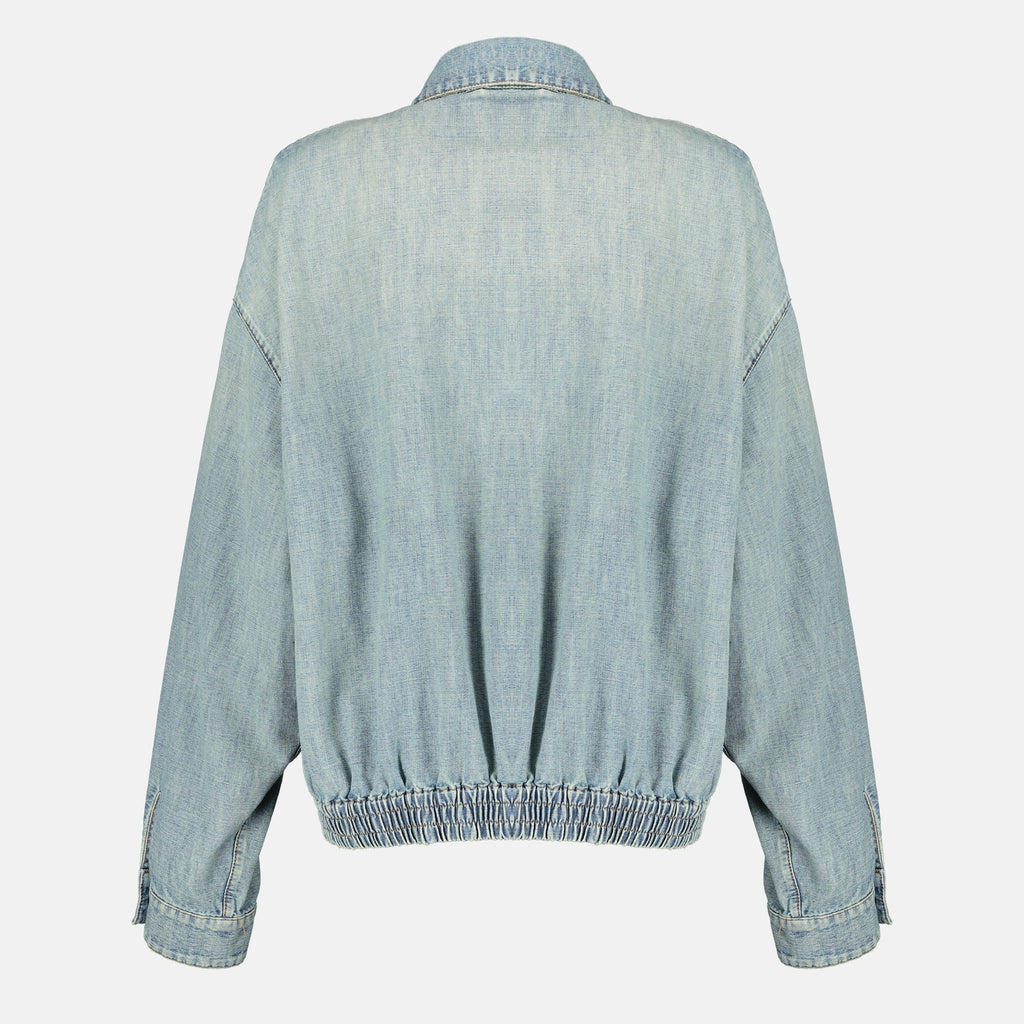 Imagen de la Chaqueta de Mezclilla Azul de Miu Miu para Mujer - Temporada Primavera-Verano 2026 - Vista Trasera