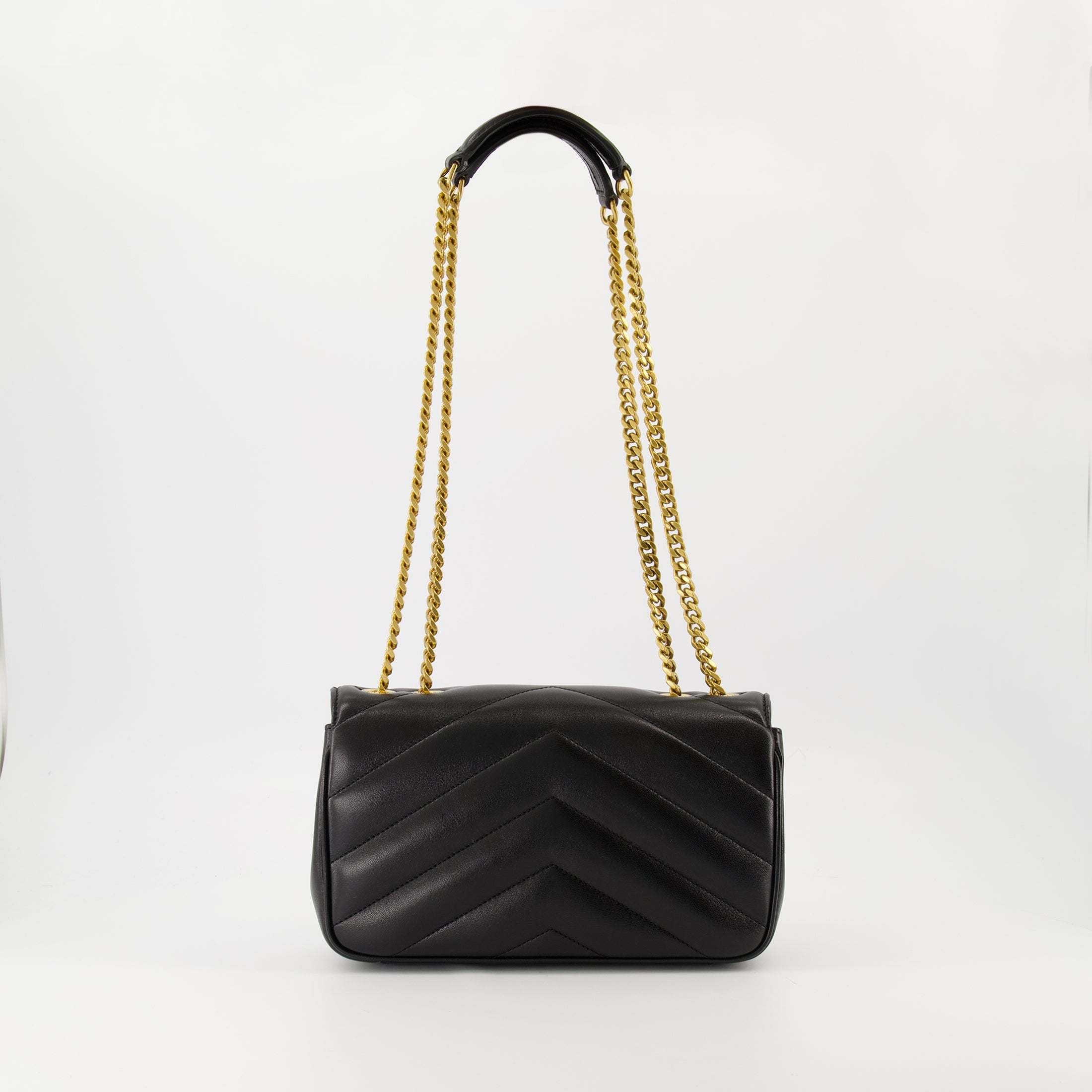 Sacs à main et épaule Bolsa Loulou Pequena em Pele Preta Saint Laurent Noir Femme
