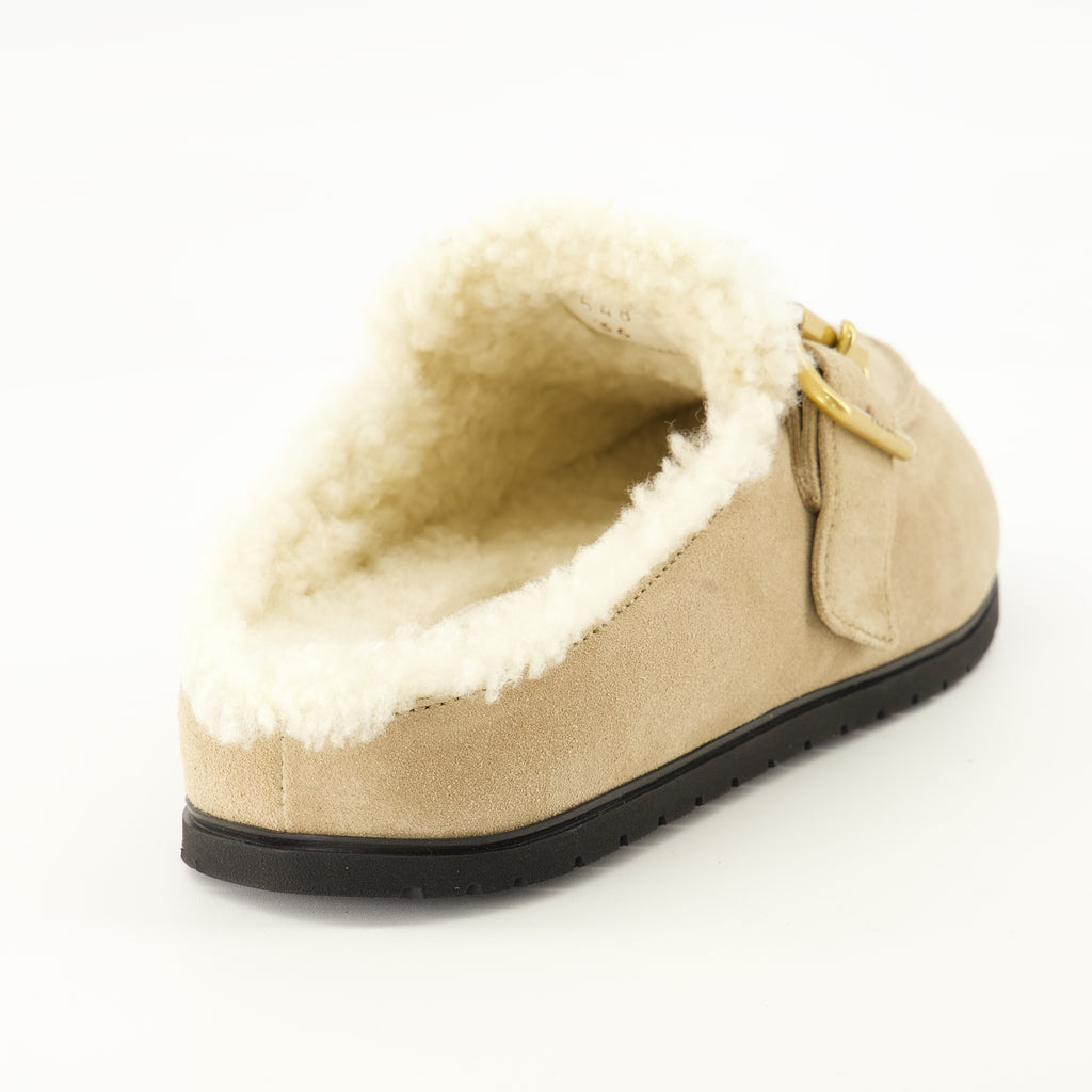 Chaussures ouvertes Beige Kalbswildleder-Mules Prada Beige Femme