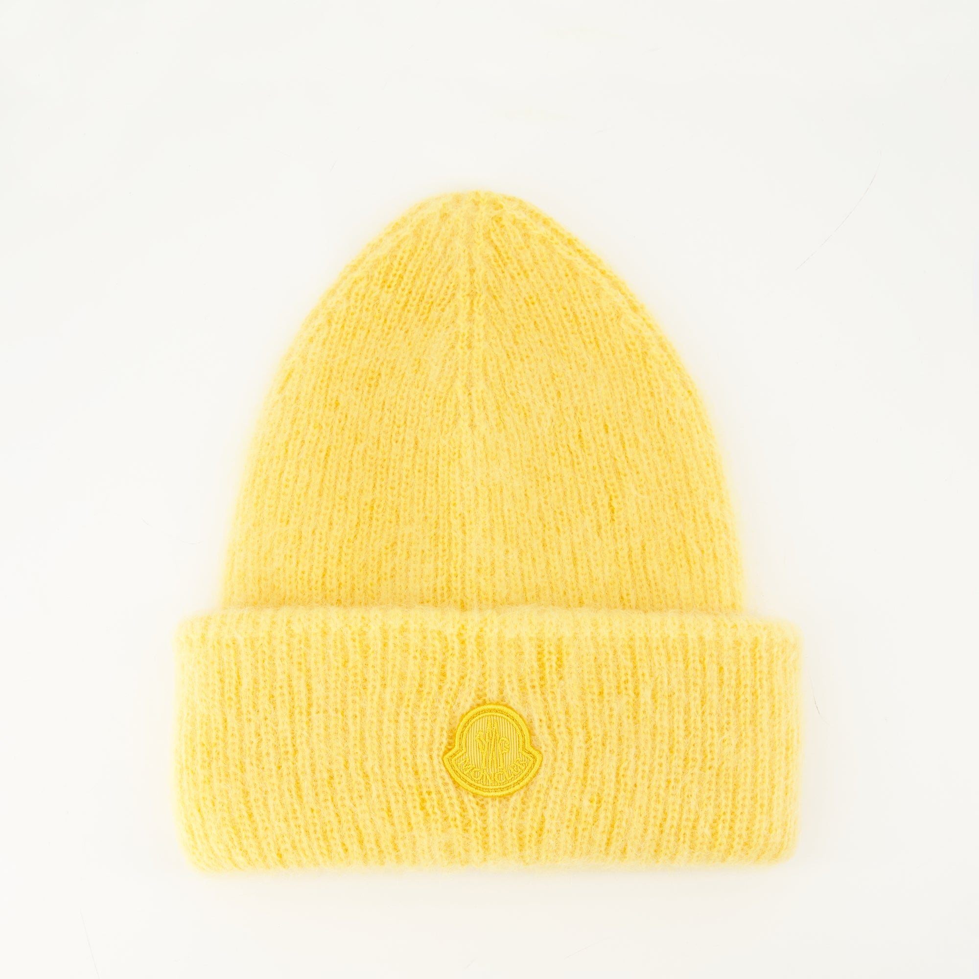 Image of the Moncler Women's Wool and Mohair Beanie - Fall-Winter 2025 - Front View