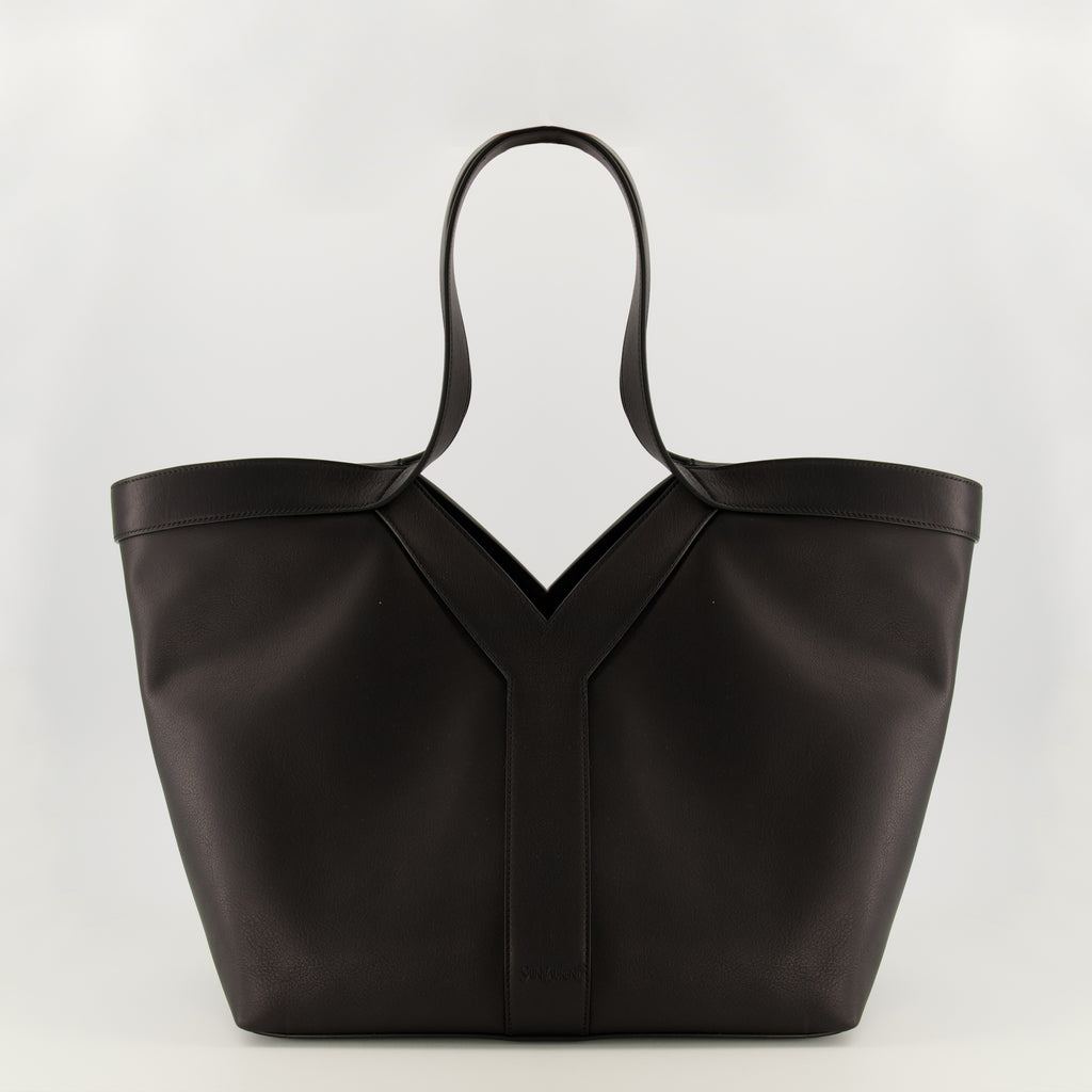 Imagen del bolso tote Y de cuero negro de Saint Laurent para Mujeres - Primavera-Verano 2026 - Vista Frontal