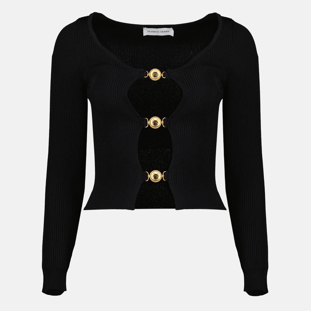 Maille Cardigan Nero a Decoupé Marine Serre Noir Femme