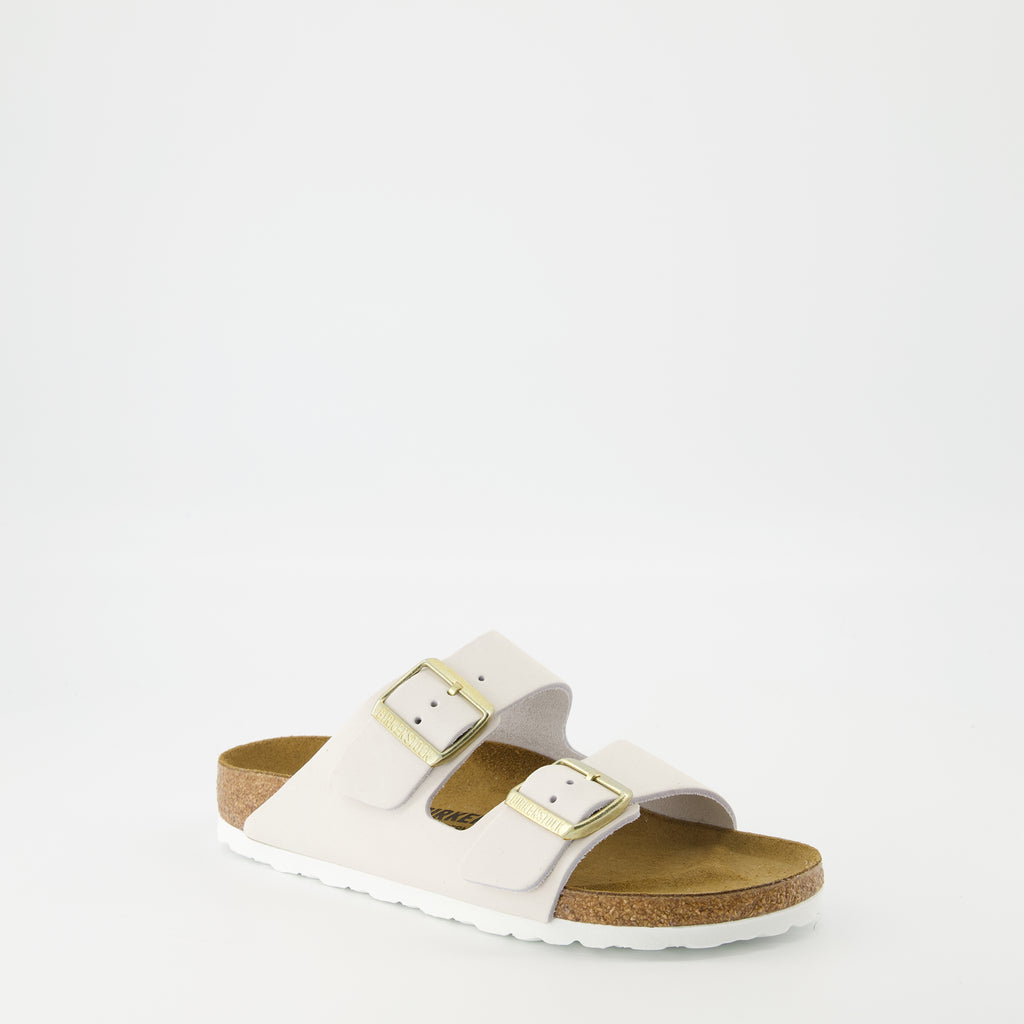 Zapatos abiertos Sandalias Arizona Grises Birkenstock Blanco Femme