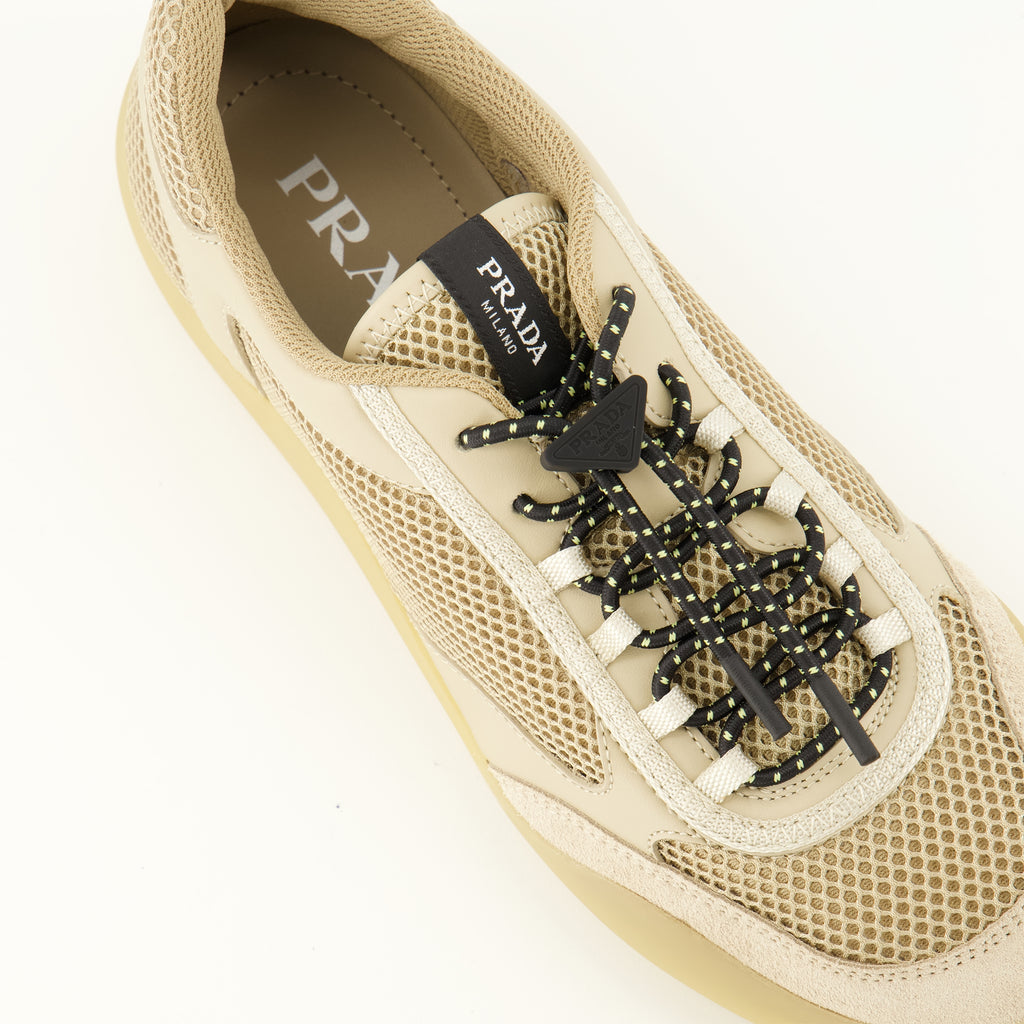 Baskets ベージュ メッシュ スニーカー Prada Beige Femme