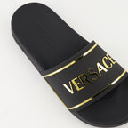 Scarpe aperte Pantofole con Logo Versace Nero Femme