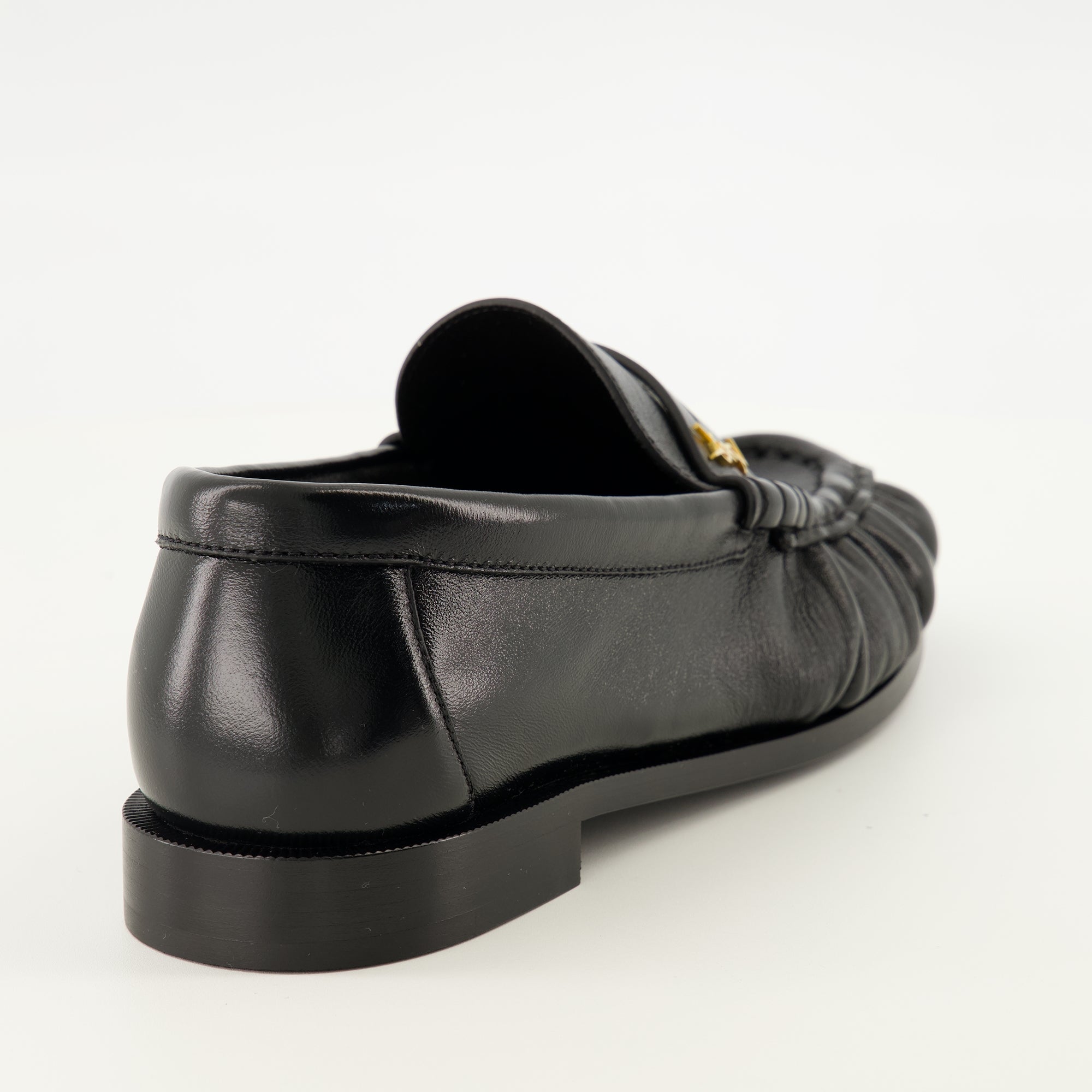 Mocassins 검정 가죽 로퍼 모카신 Saint Laurent Noir Femme