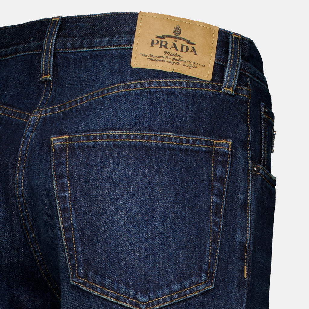 Pantalons 다크 블루 데님 청바지 Prada Bleu foncé Femme