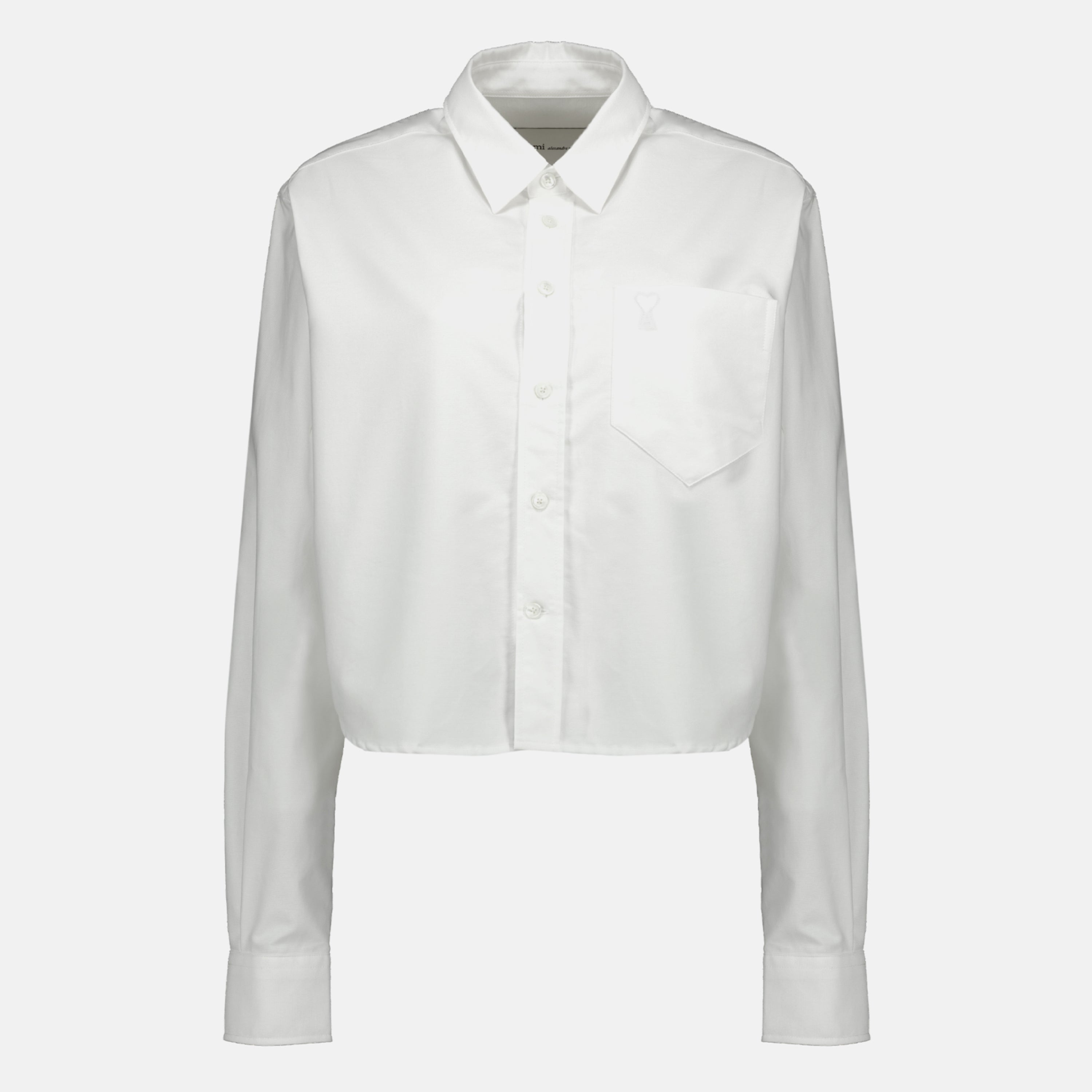 Chemises Camicia Corta Bianca in Cotone Ami PARIS Blanc Femme