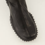 Bottes Botas de Pele Nappa Preta com Elasticidade Miu Miu Noir Femme
