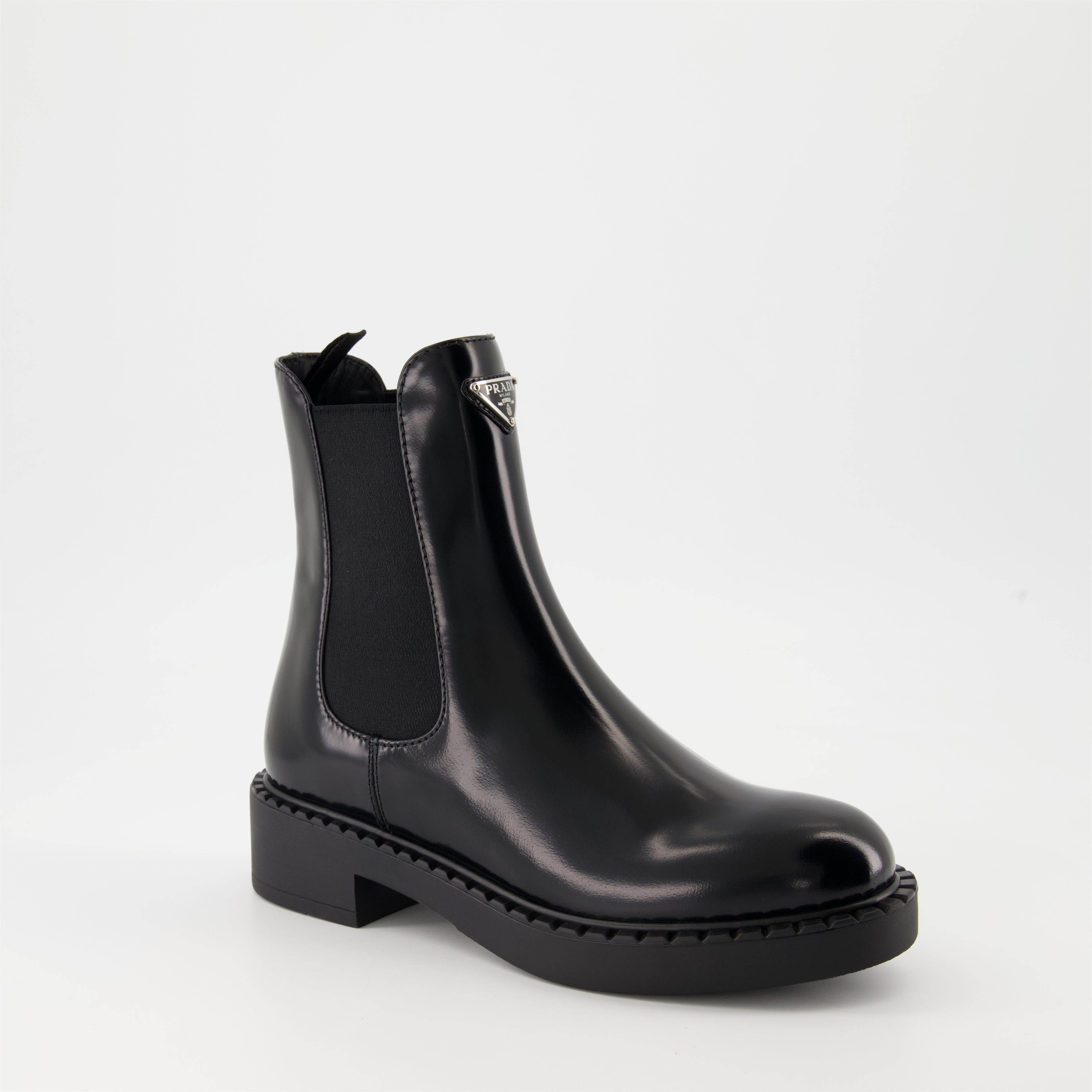 Bottines Bottines en cuir verni Prada Noir Femme