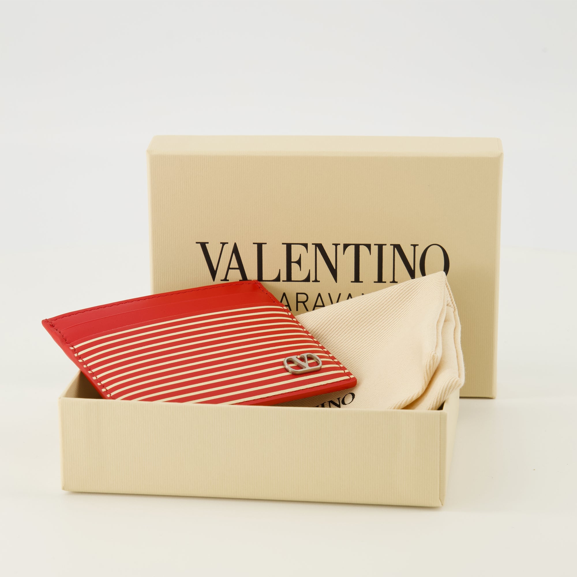Petite maroquinerie Striped Red Vlogo Card Holder Valentino Garavani Rouge Homme