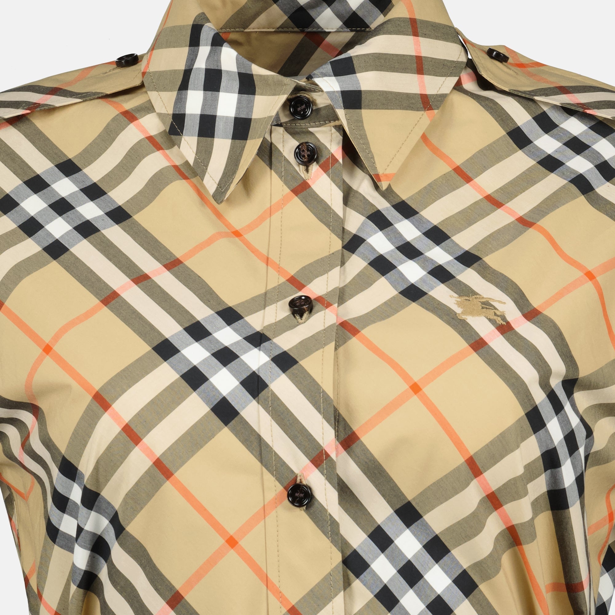 Robes Karierte Hemdblusenkleid Burberry Beige Femme