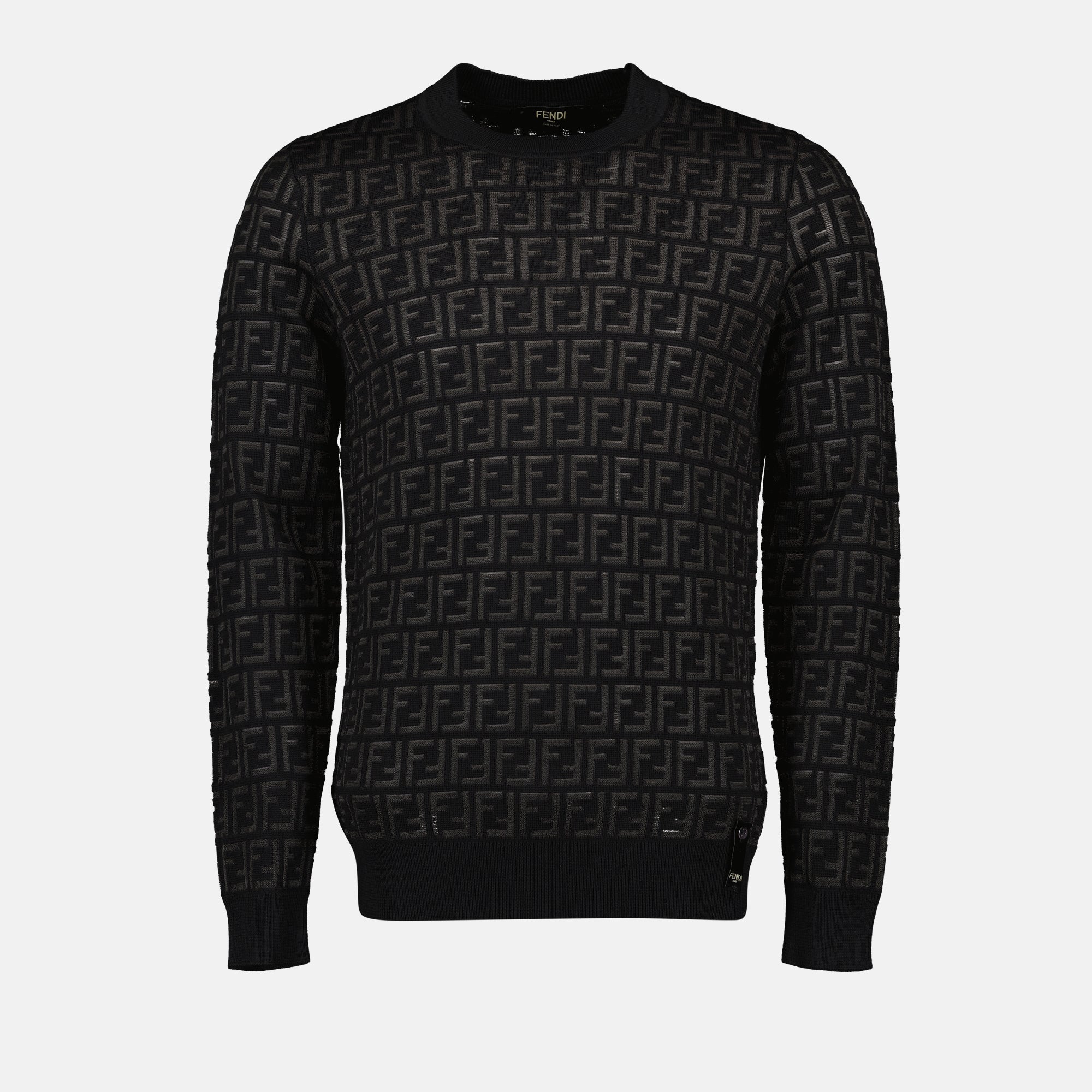 Maille Pull en laine FF Fendi Noir Homme