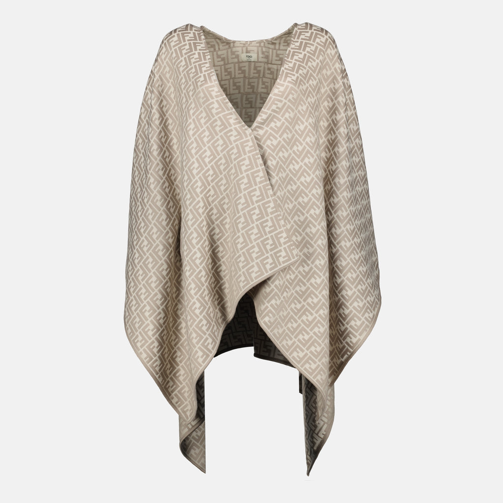 Image de l'article Poncho en laine et soie beige de la marque Fendi pour Femme - Saison Printemps-Été 2026 - Vue de Face