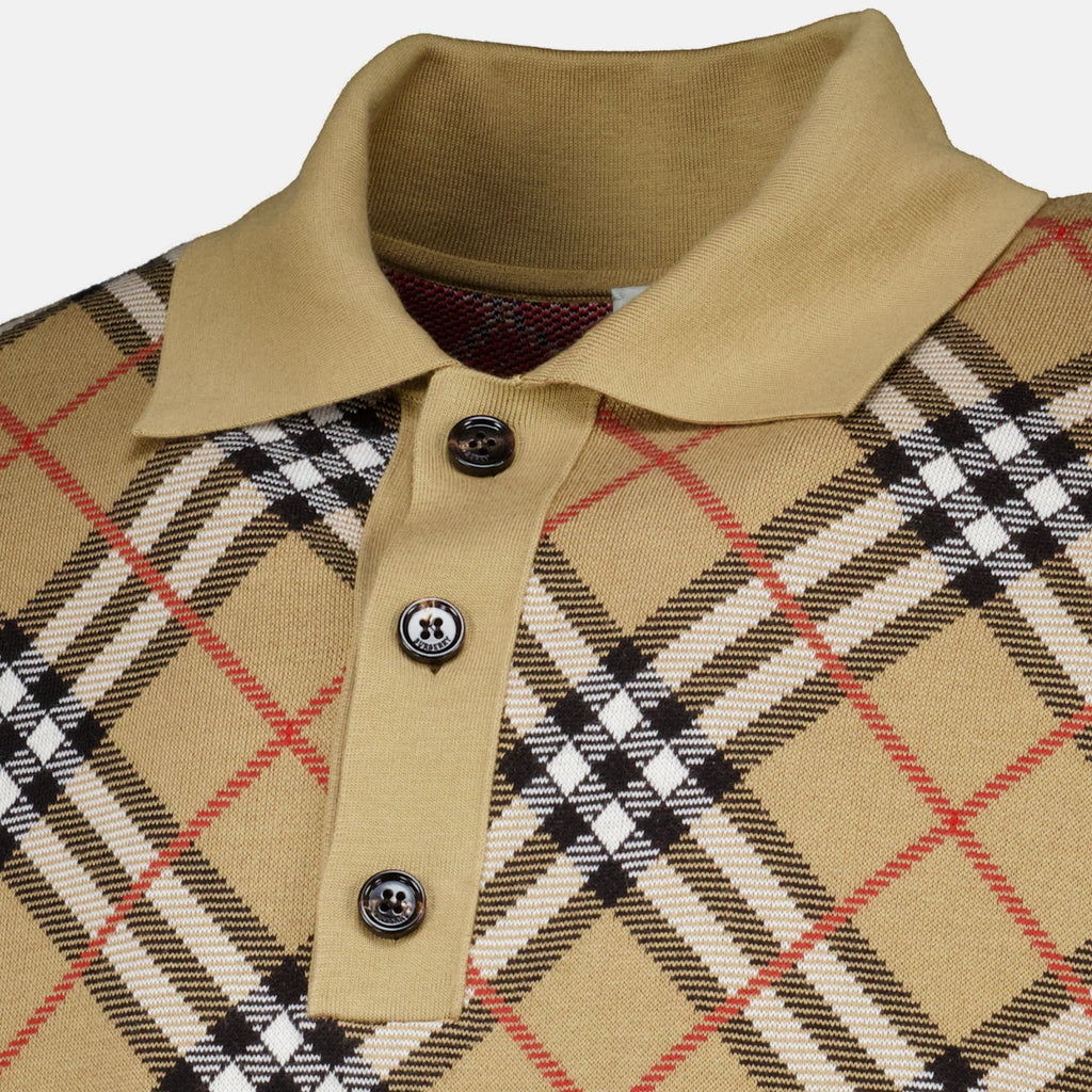 Polos Polo Check em Algodão Burberry Beige Homme
