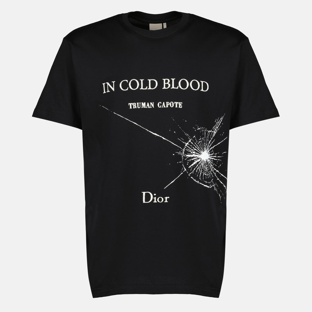 Immagine dell'articolo T-shirt nera con ricamo Book Cover in cotone del marchio Dior per Uomo - Stagione Primavera-Estate 2026 - Vista Frontale