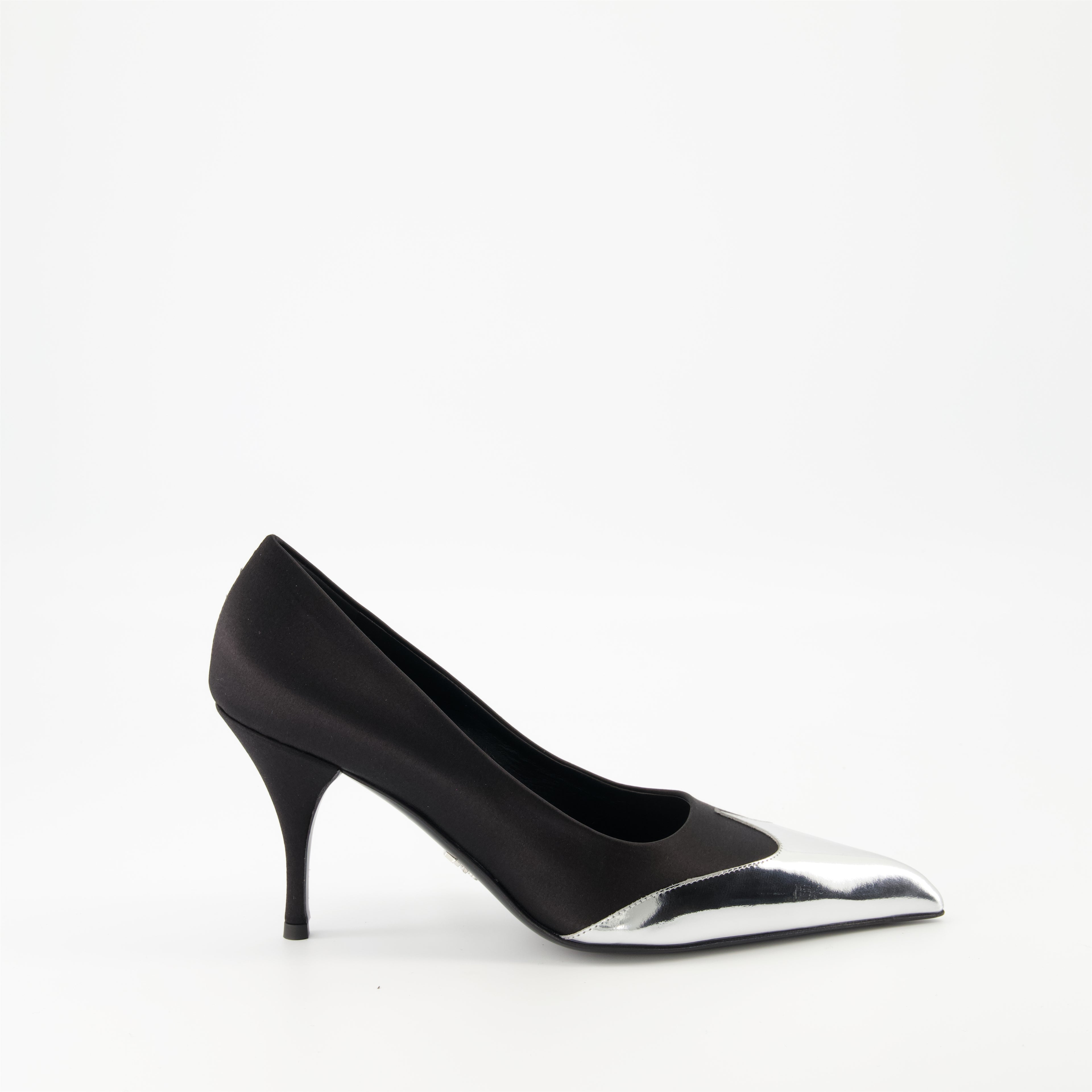 Heels Satin and leather pumps Prada Black Femme