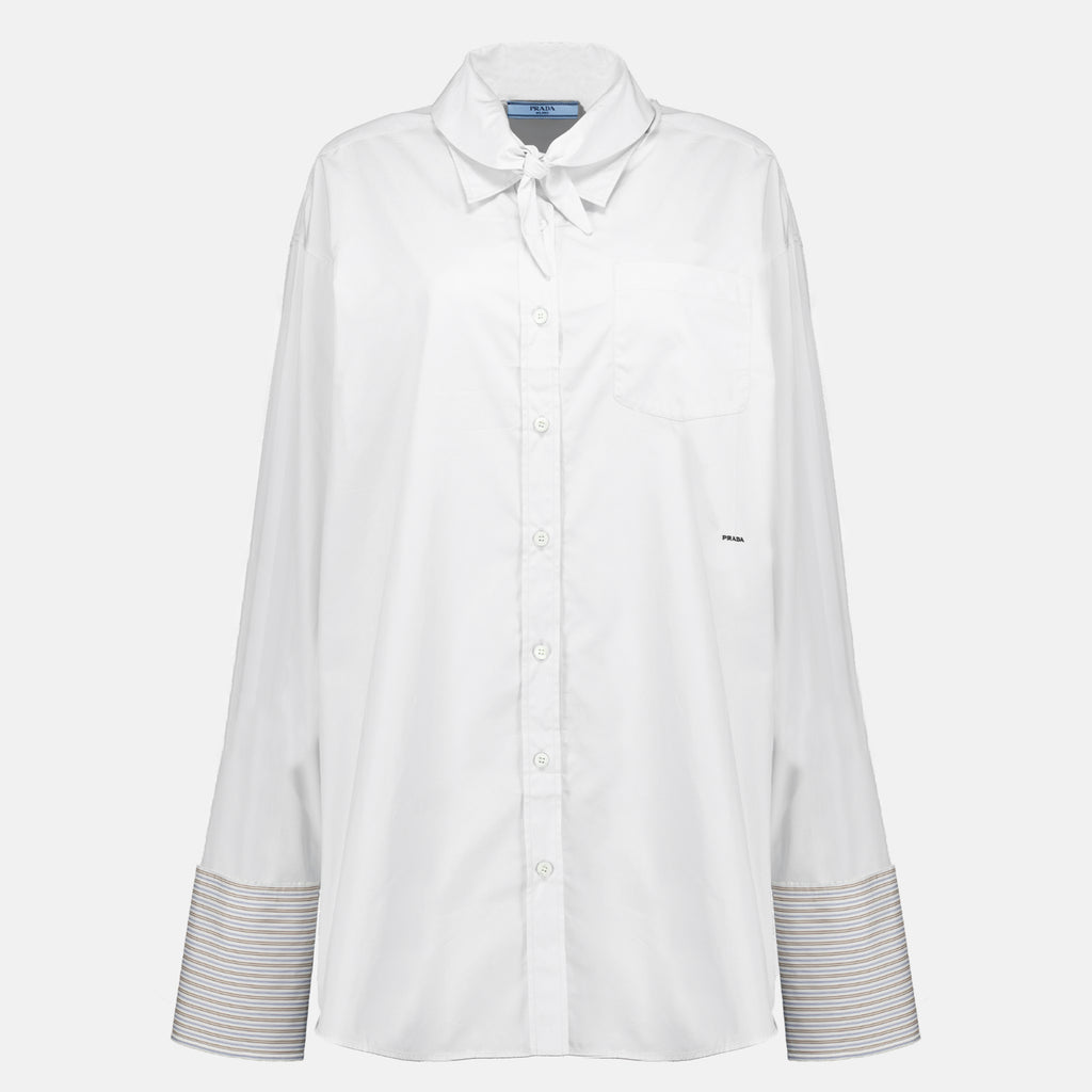 Chemises 화이트 포플린 셔츠 Prada Blanc Femme