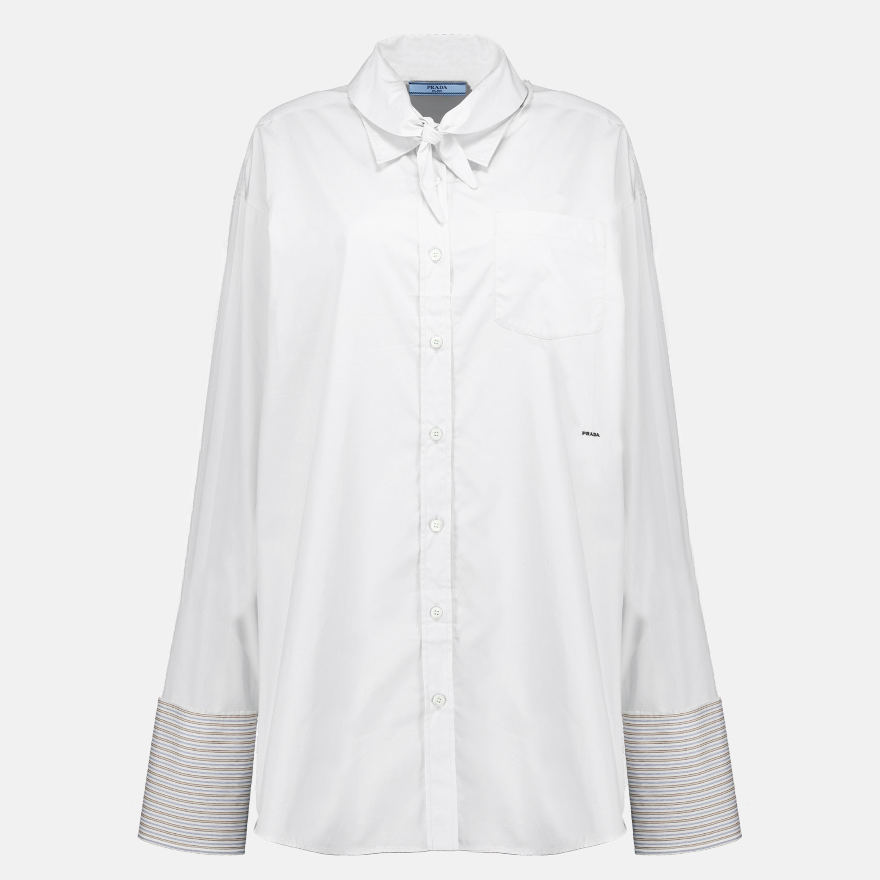 Chemises Camisa de Popelina Branca Prada Blanc Femme