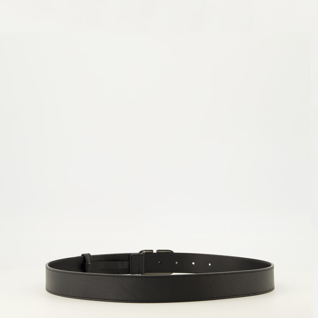 Ceintures VLogo-Gürtel aus schwarzem Leder Valentino Garavani Noir Homme