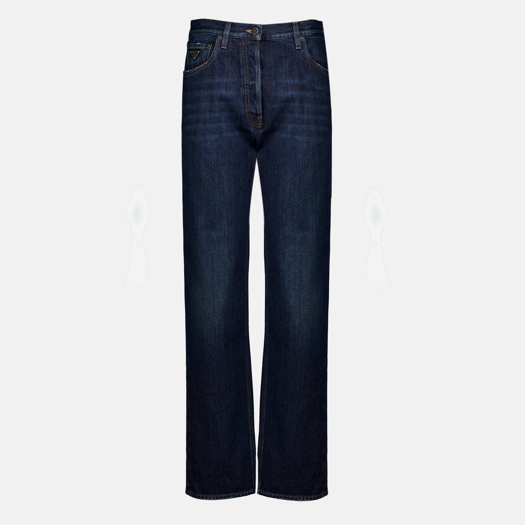 Pantalons 다크 블루 데님 청바지 Prada Bleu foncé Femme