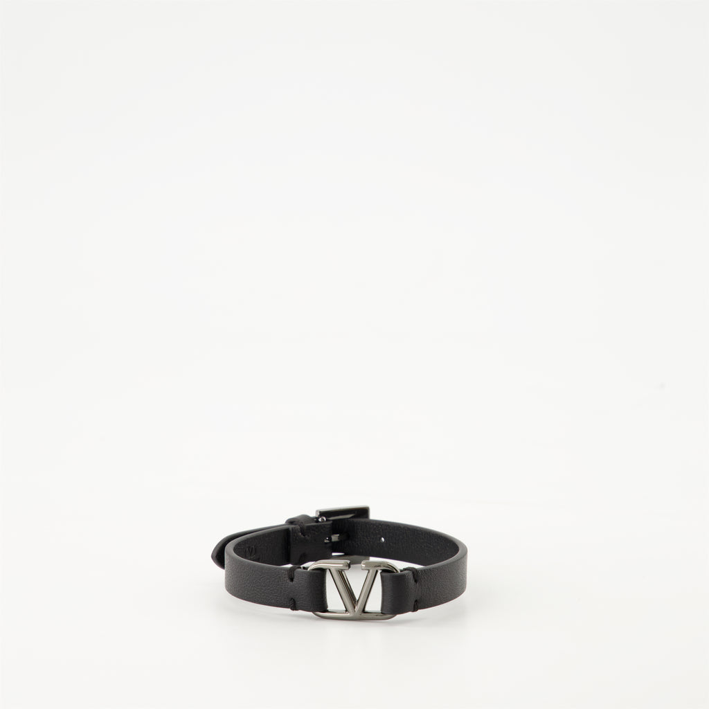 Schmuck Bracelet VLogo en cuir Valentino Garavani Schwarz Homme