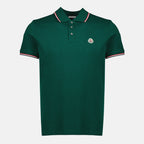Image de l'article Polo en piqué de coton vert de la marque Moncler pour Homme - Saison Printemps-Été 2026 - Vue de Face