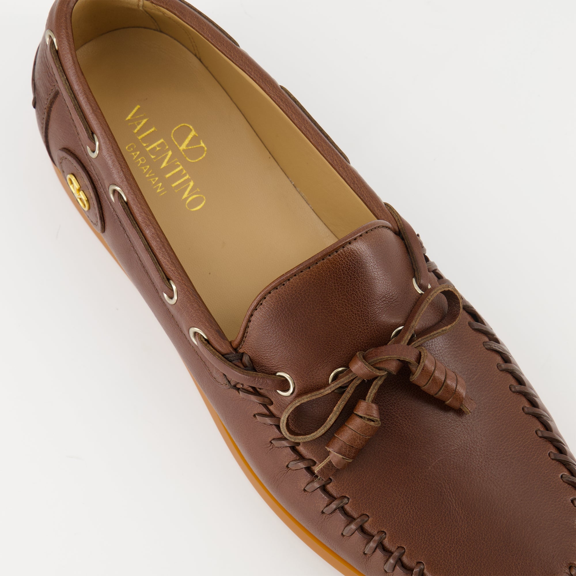 Mocassins Palm Avenue Boat Shoes Valentino Garavani Marron Homme