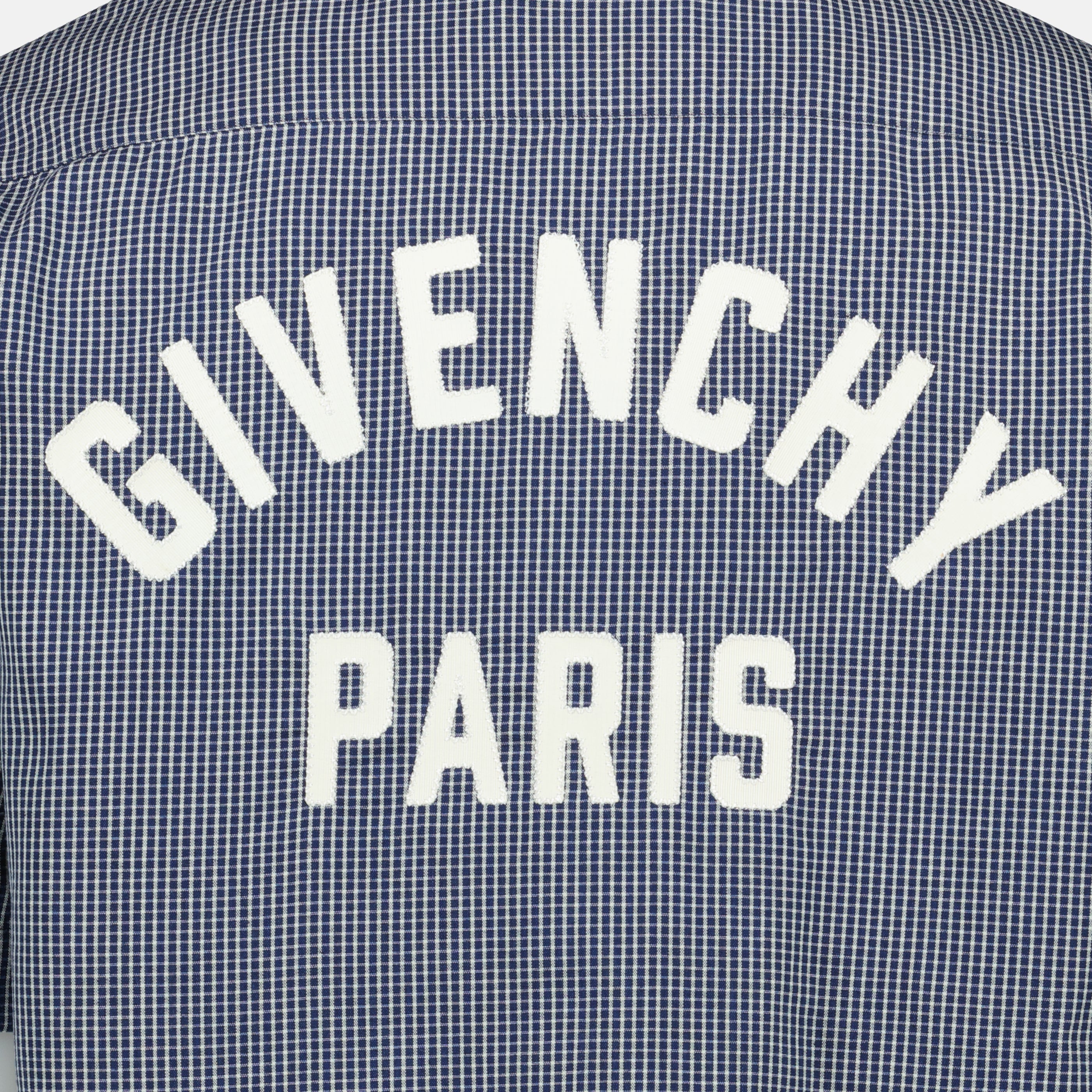 Chemises Chemise à carreaux en coton bleu marine Givenchy Bleu foncé Homme
