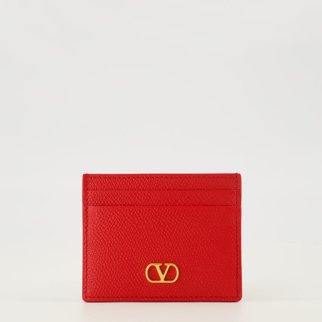 Image of the VLogo red card holder from Valentino Garavani for women - Spring-Summer 2026 - Front view